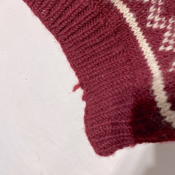 Namaste Woolens Hand Crafted In Nepal Red White Jacquard Knit Sweater L - Picture 7 of 12